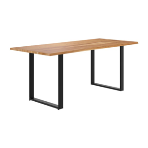 Table rectangulaire 8 personnes en bois d'acacia et métal  200 cm - Joko
