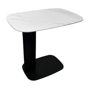 Bout de canapé en céramique blanc effet marbre H. 55 cm - LEVIN