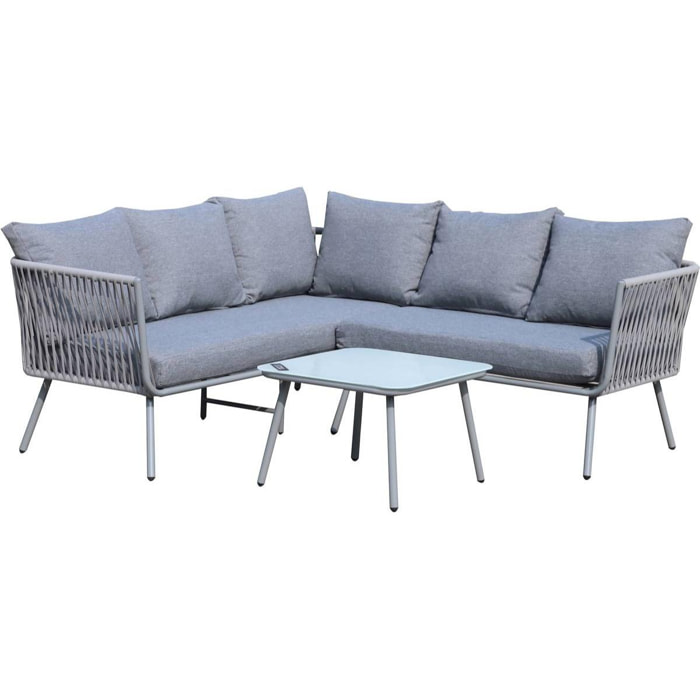 Salon de jardin en corde tressée ''Zanzibar'' - Gris clair