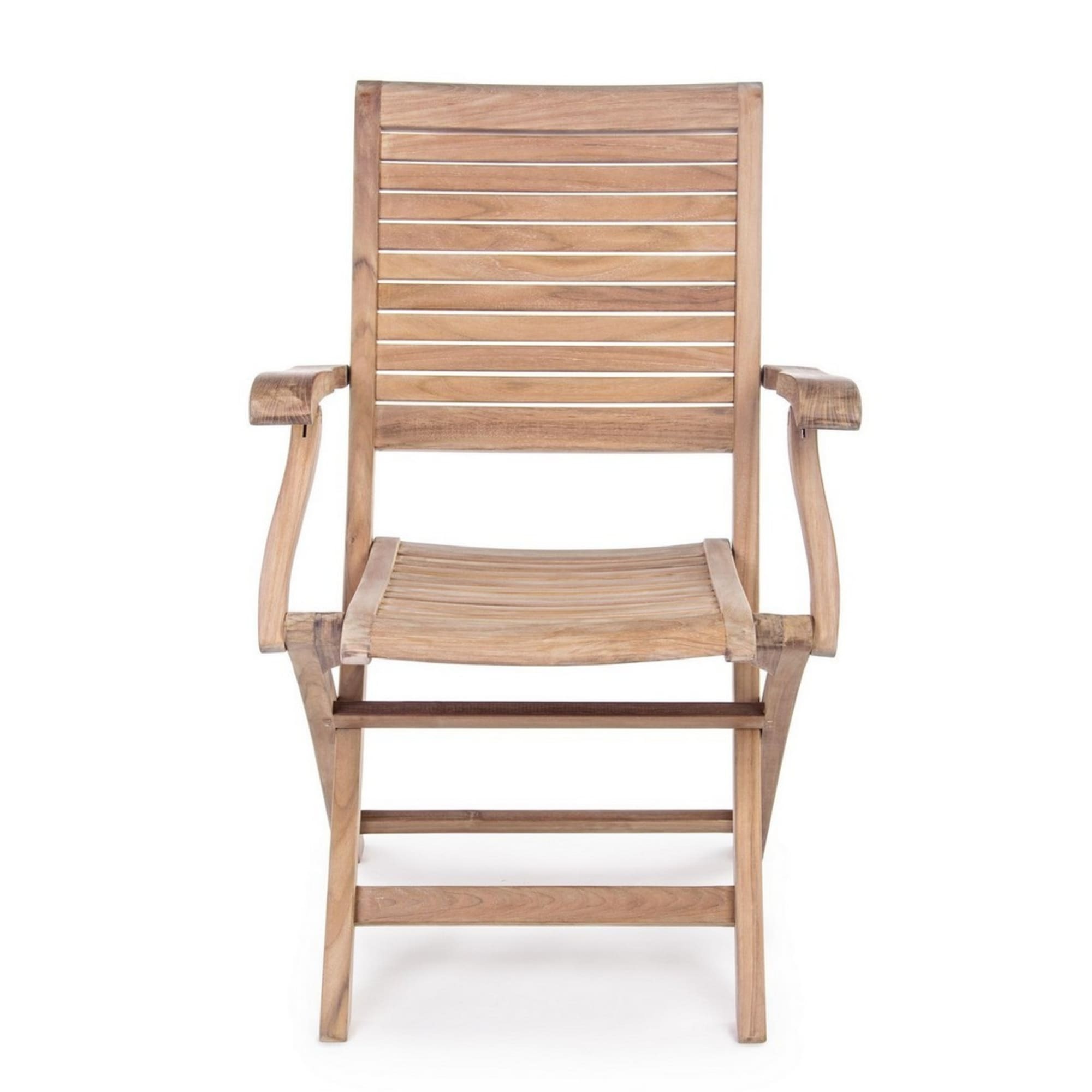 Set di 4 sedie con braccioli GALILEA in legno teak, pieghevoli