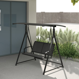Columpio de Jardín Exterior de 2 Plazas Balancín de Jardín Exterior con Toldo Ajustable 90° Protección UV 30+ y Estructura Triangular de Metal Carga 220 kg 160x112x162 cm Gris Oscuro