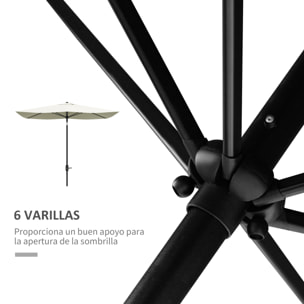 Sombrilla de Terraza Exterior 3x2 m Parasol de Terraza Exterior con Ángulo Ajustable Mástil de Aluminio y Protección UV 50+ Sombrilla para Jardín Patio Beige