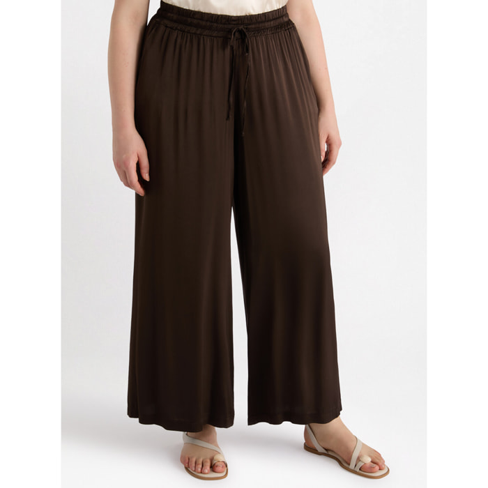 Fiorella Rubino - Pantalón palazzo de raso - Marrón