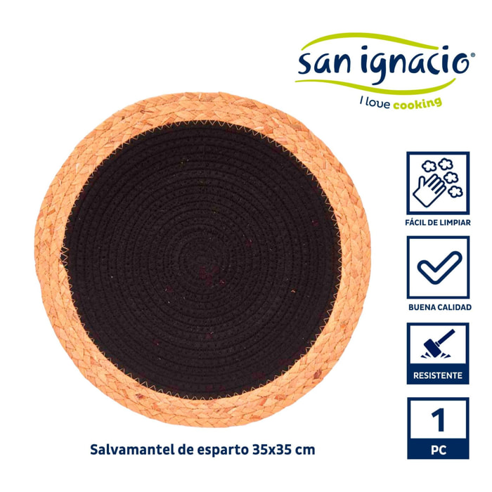 Salvamantel esparto espiral tela negro 3 colección kinvara