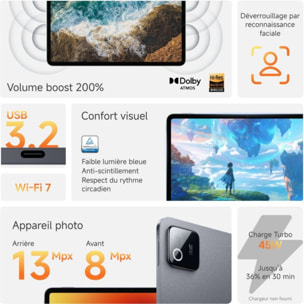 Tablette Android XIAOMI Pack Pad8 tout-en-un Gris 128Go