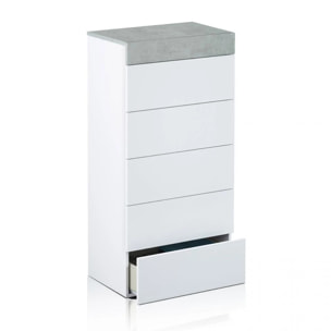 Cómoda chifonier Axel Blanco Artik (Blanco Mate) - Gris Cemento