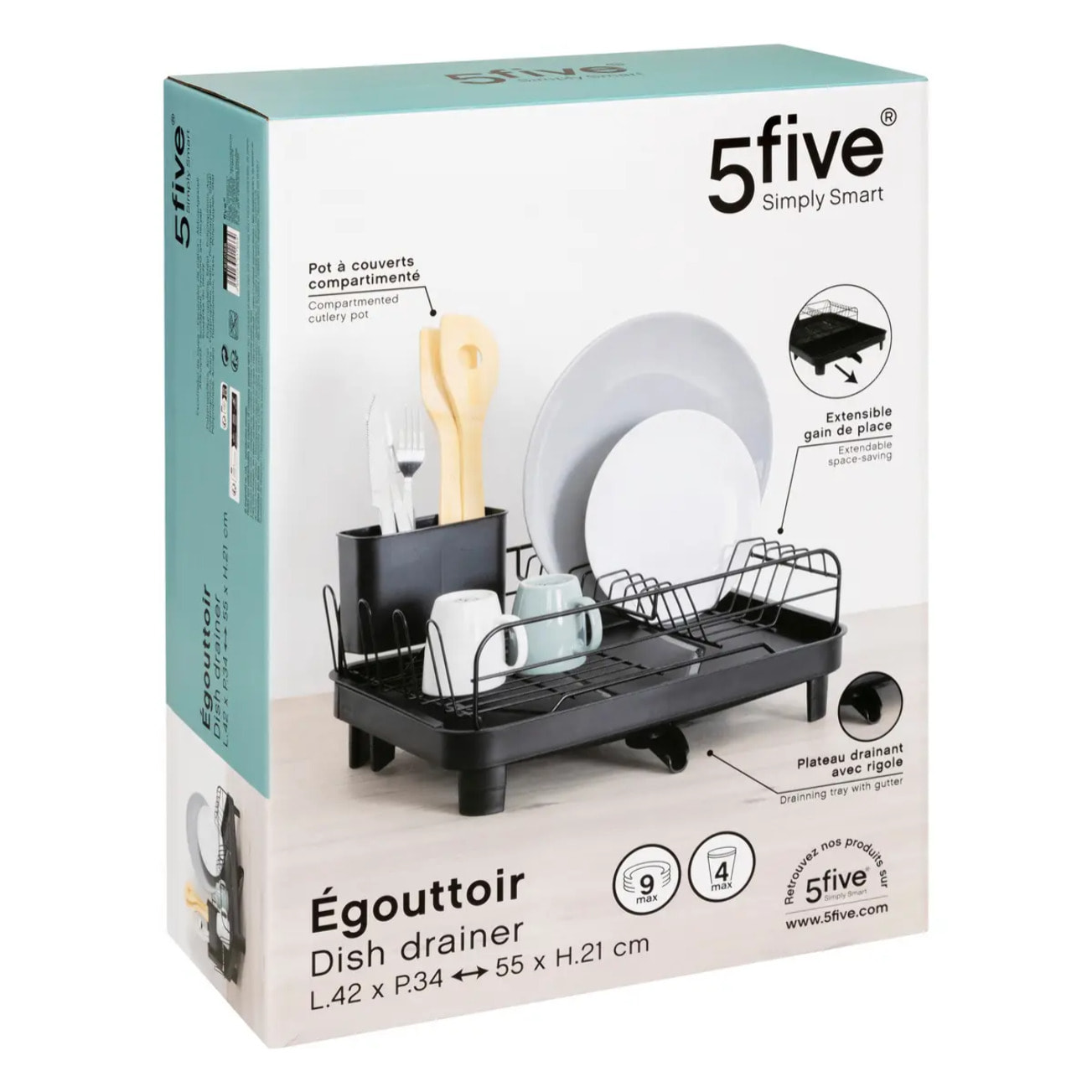 Égouttoir "Boîtes relief 2 - Black edition" extensible