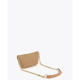 Borsa per eventi effetto rafia con logo leopardato