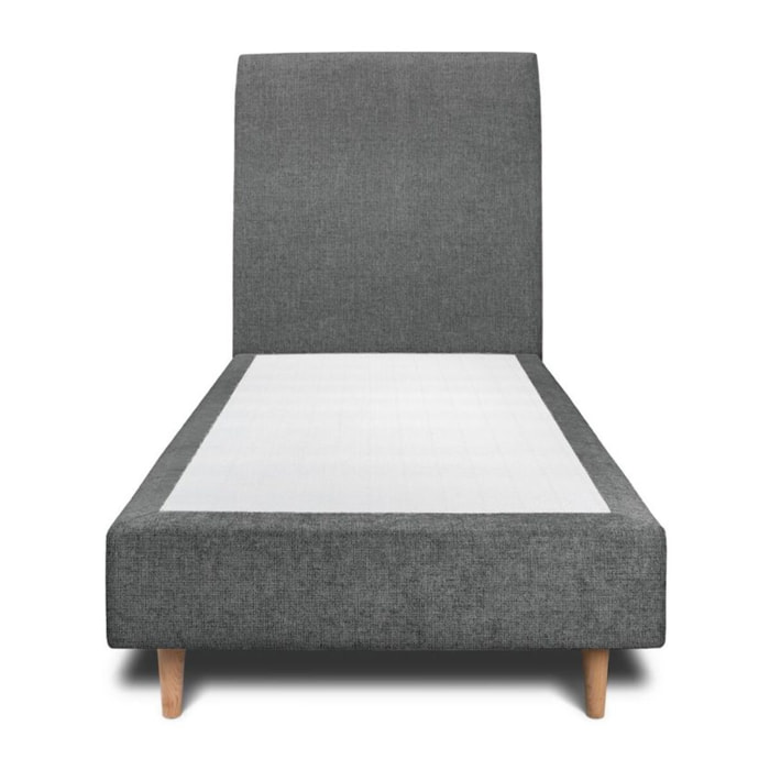 Lit avec tête de lit tapissée tissu et sommier tapissier Ep20