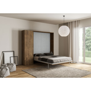 Cama abatible 160 vertical Kentaro con columna Nogal
