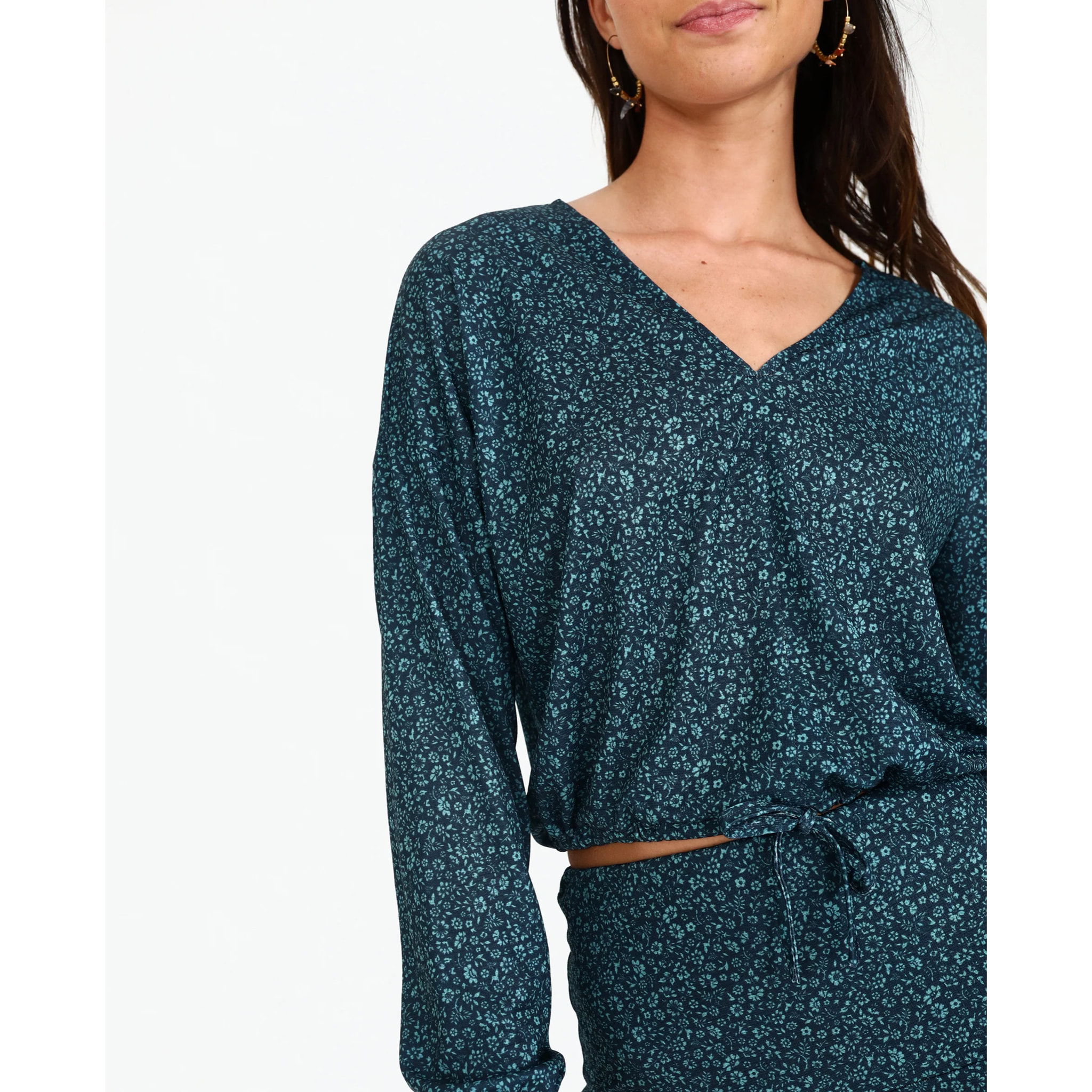 Blusa de mujer estampada manga larga