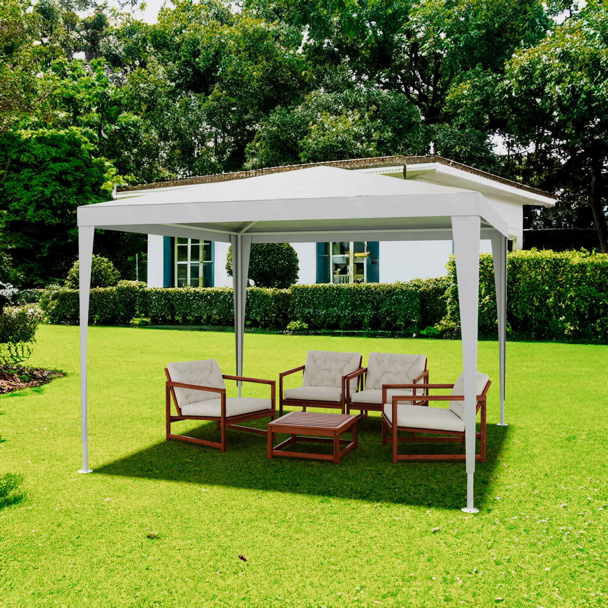 Gazebo 3x3 M Struttura Acciaio Copertura PE 110 gr/m² Impermeabile Idrorepellente Resistente Raggi UV Tenda Picnic Campeggio Esterno Giardino Grigio