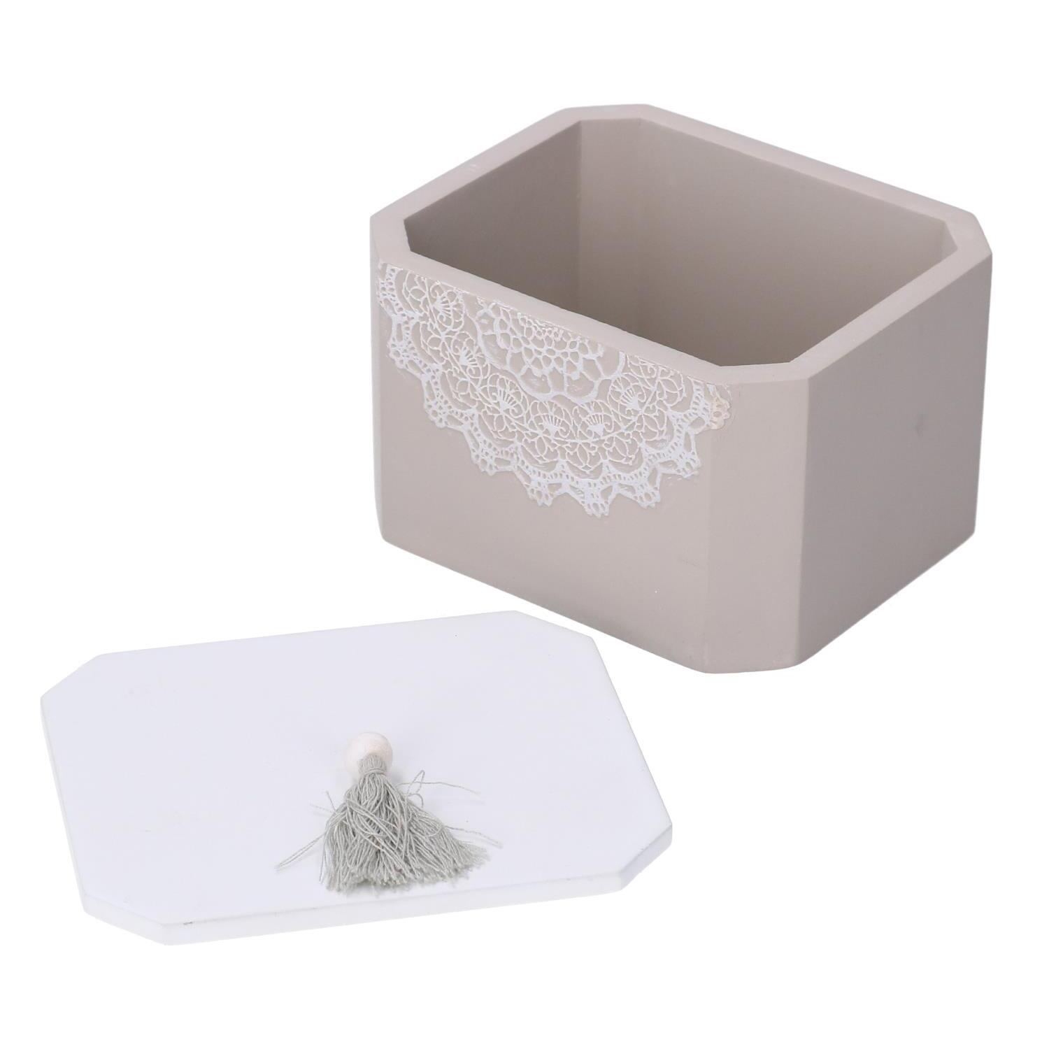 Scatola in legno bianco mandala rettangolare cm8x9,5h6,5