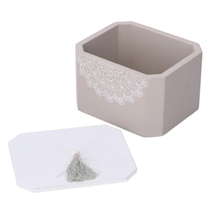 Scatola in legno bianco mandala rettangolare cm8x9,5h6,5