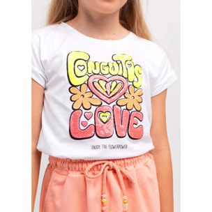 Camiseta Blanca de Niña Lentejuelas en Blanco