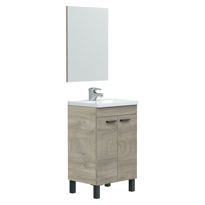 Mueble baño levis 2p 50cm color alaska con espejo, sin lavabo