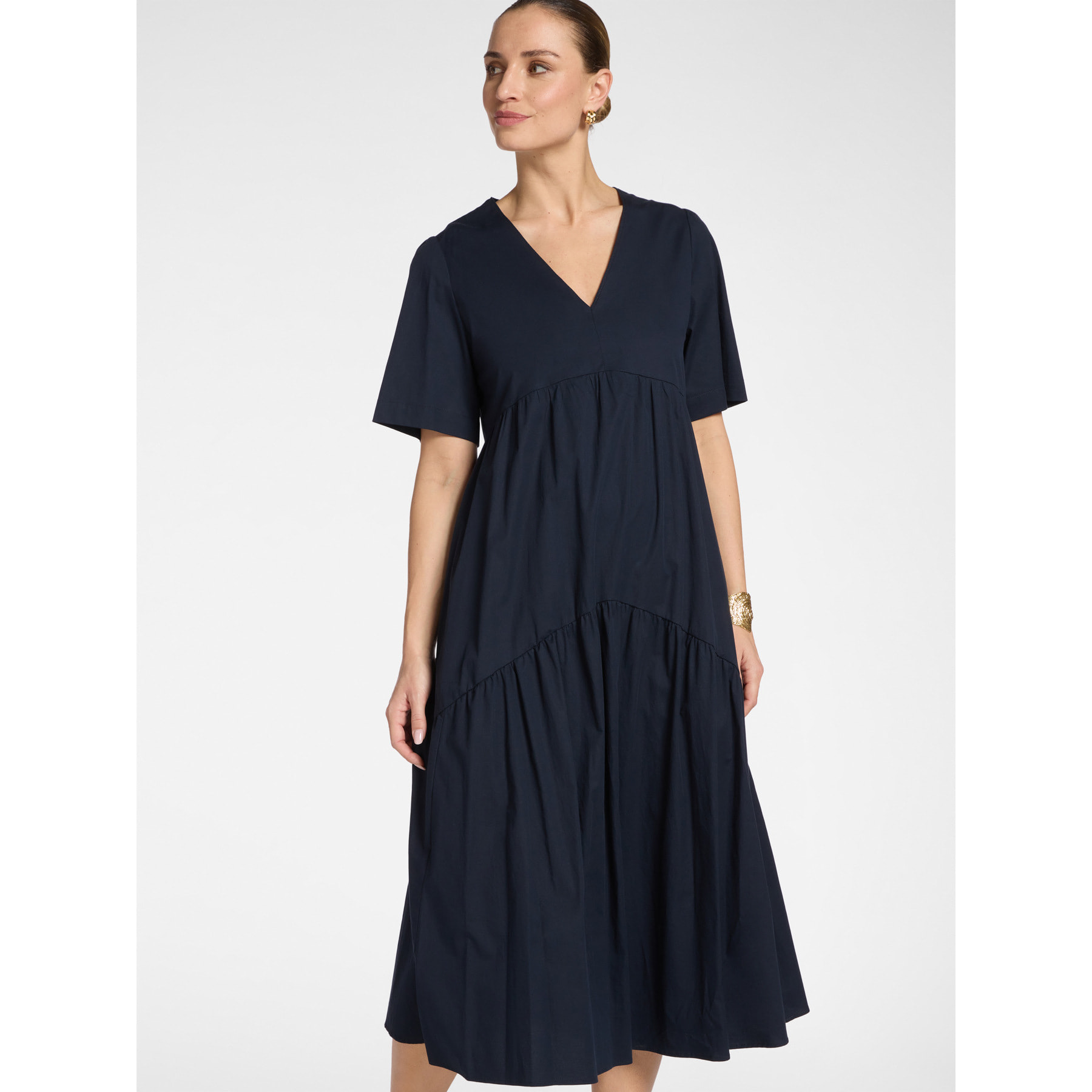 Elena Mirò - Vestito midi con volants - Blu