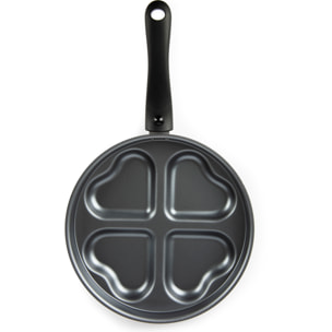 Padella 25,5 cm 4 scomparti a cuore Excelsa – Heart, Alluminio Nero