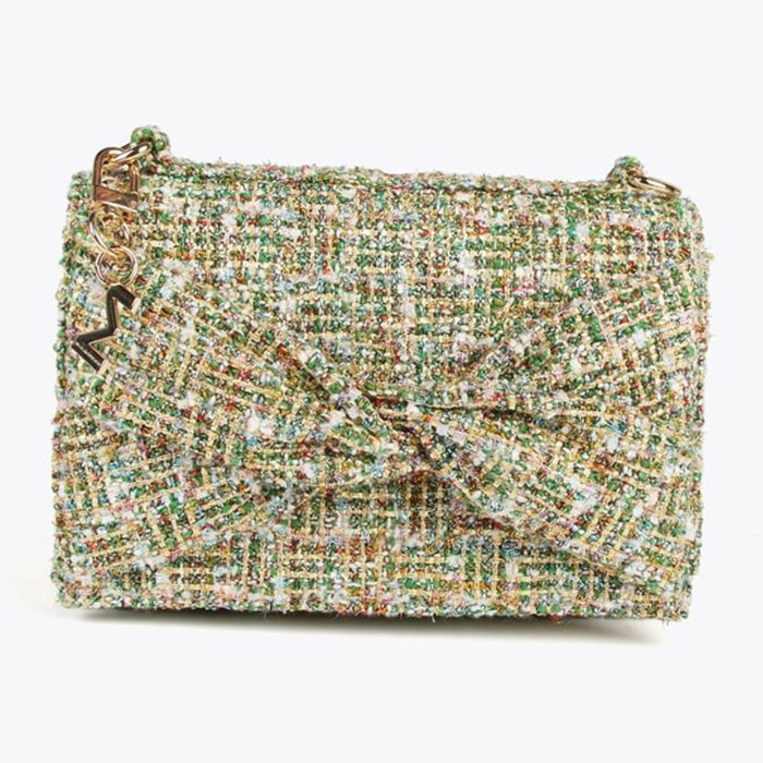 Borsa a tracolla con patta in tweed
