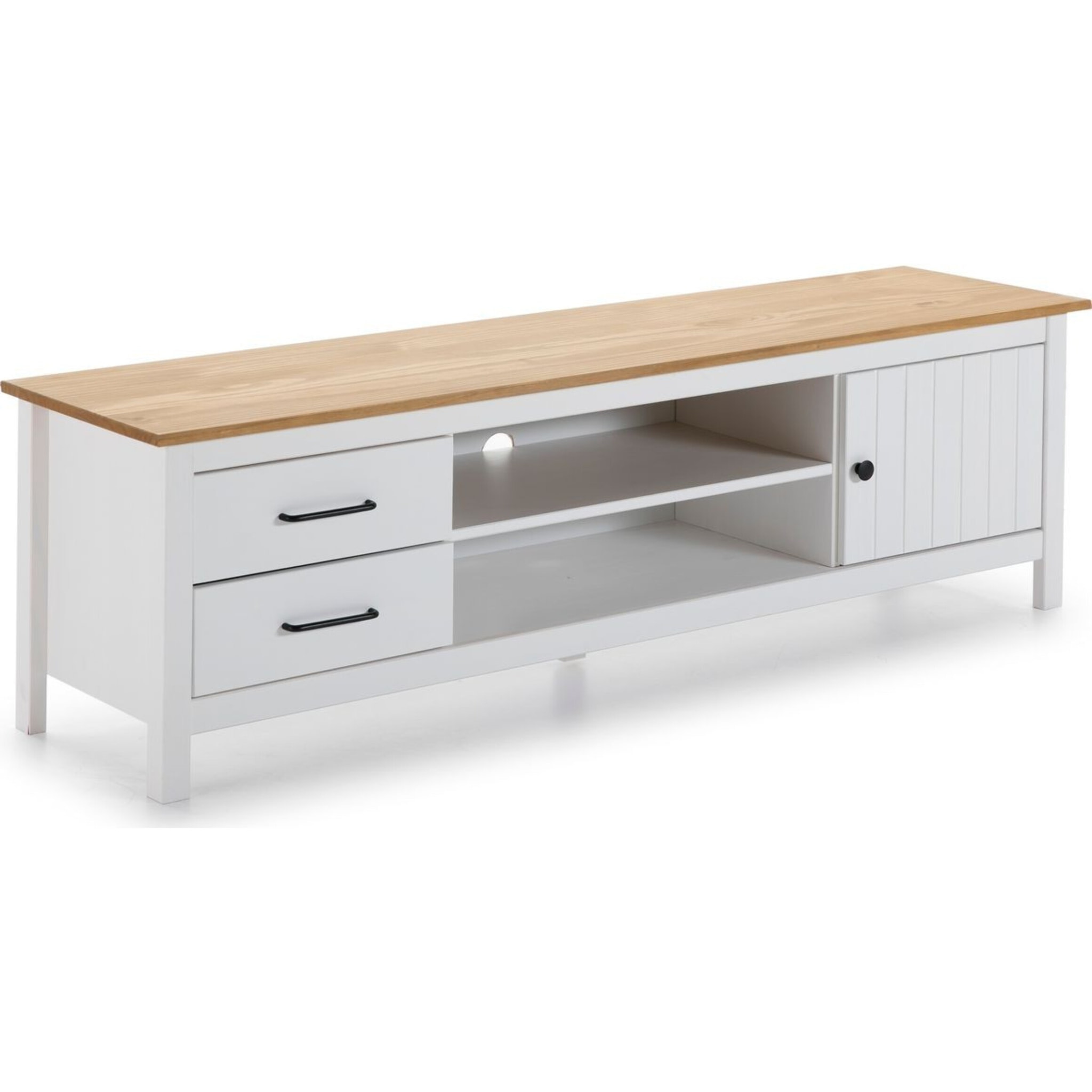 Meuble TV 1 porte 2 tiroirs en bois massif - IDA