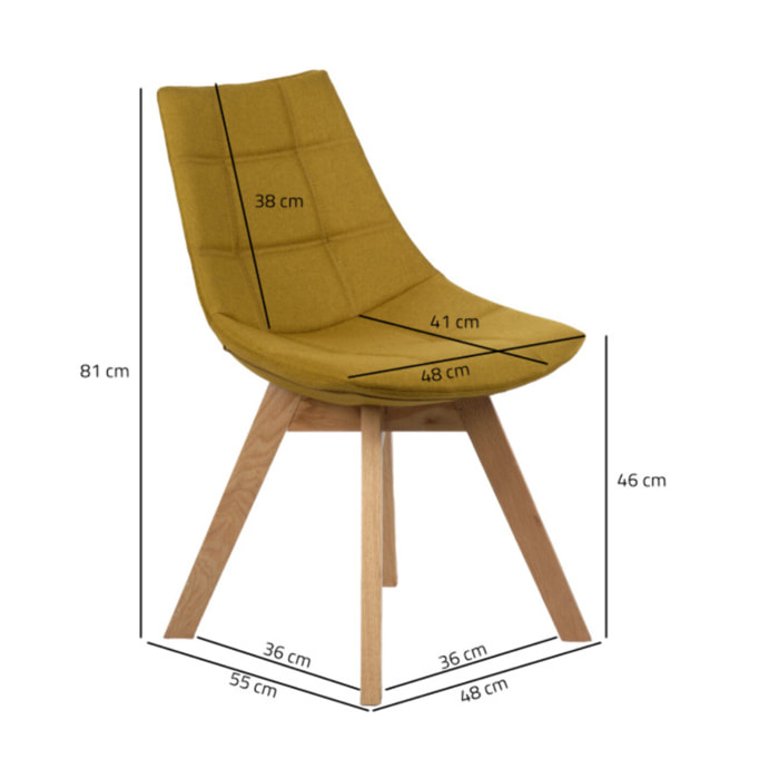 Chaise en tissu dossier avec piétement en bois massif - DEB