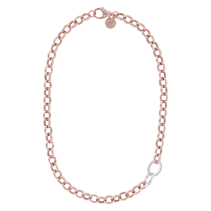 Collana Catena Rolo ed Elemento Pavé in Cubic Zirconia