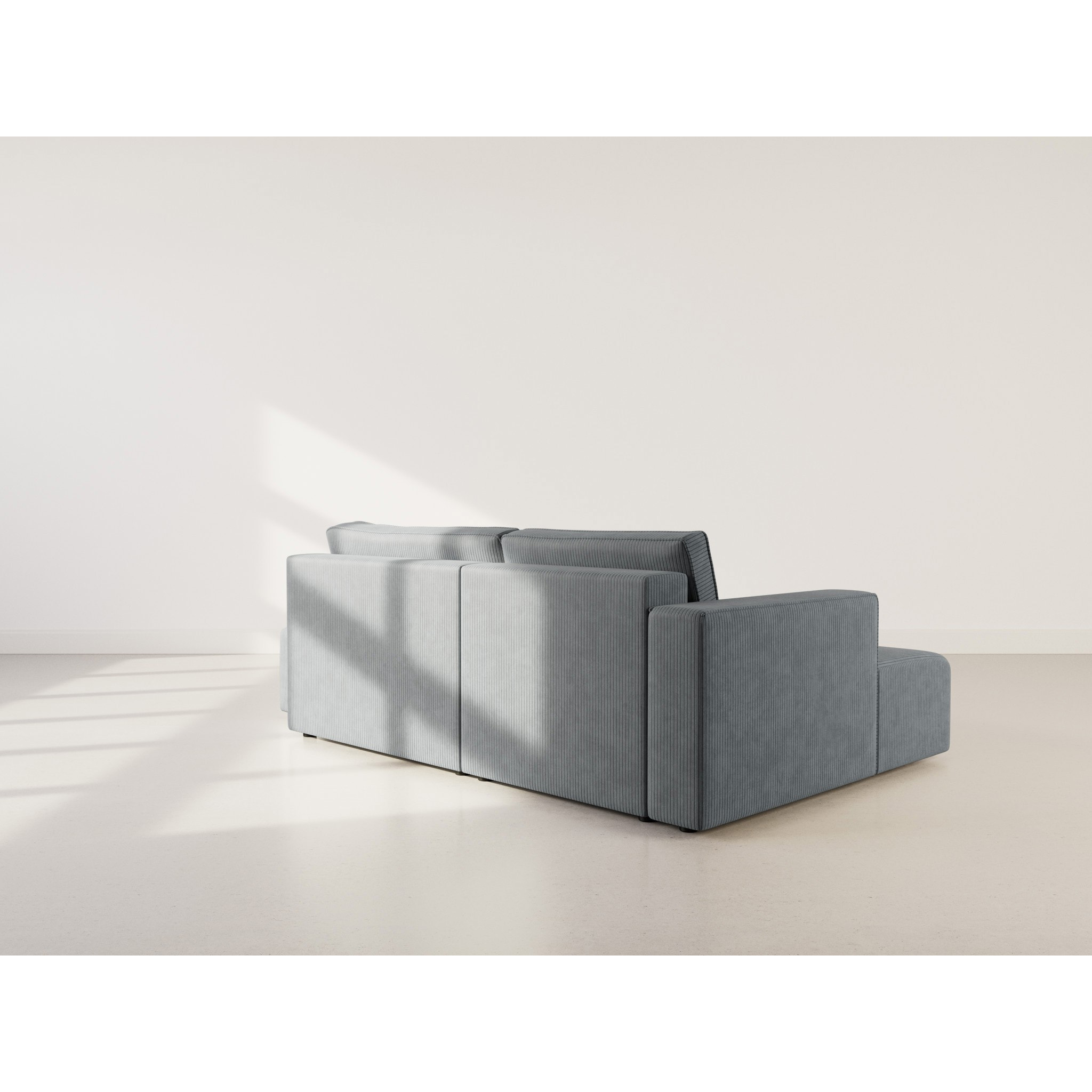 Topaze - canapé d'angle gauche 4 places convertible avec coffre en velours côtelé - Gris foncé