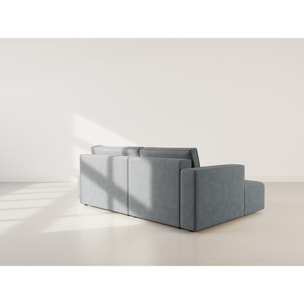Topaze - canapé d'angle gauche 4 places convertible avec coffre en velours côtelé - Gris foncé