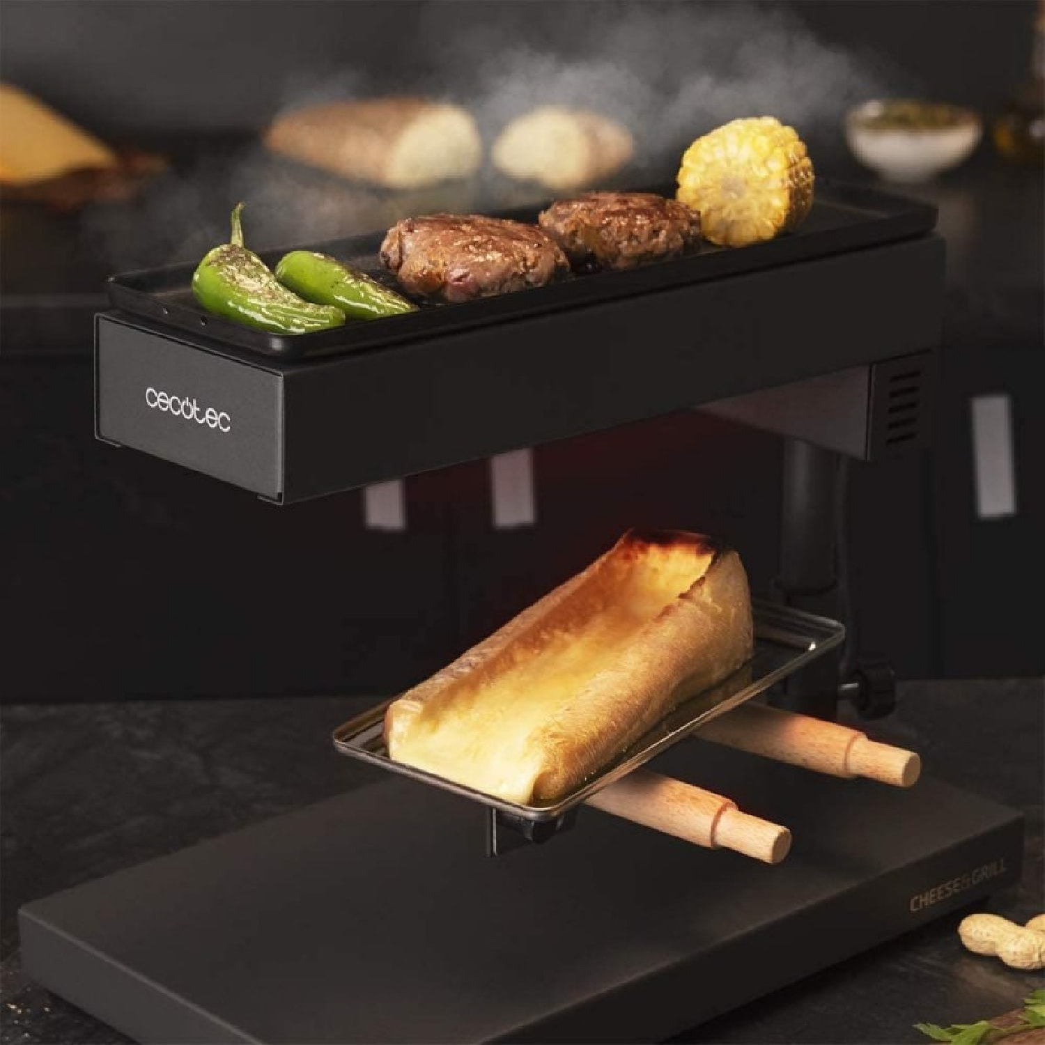 Raclette Cheese&Grill 6000 Black. Potencia 600 W, Función Grill, Acabado Acero I