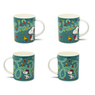 Set 4 tazze mug Excelsa – Peanuts Shiny and Bright, New Bone China Verde