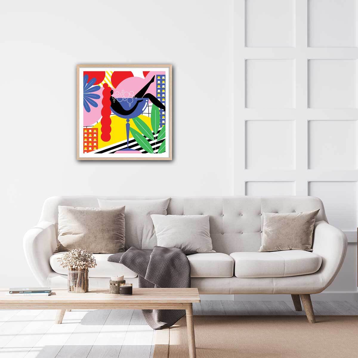 Affiche cocktail farniente Affiche + cadre en bois - Chêne