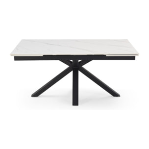 Table extensible céramique blanc marbré 180/260cm - 8 piètements - UNIK