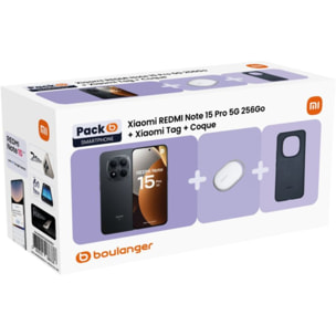Smartphone XIAOMI Pack Redmi Note 15 Pro 5G 256Go Noir + Tag + Coque