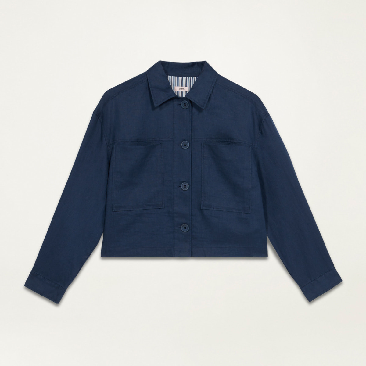 Oltre - Camicia boxy in lino - Blu