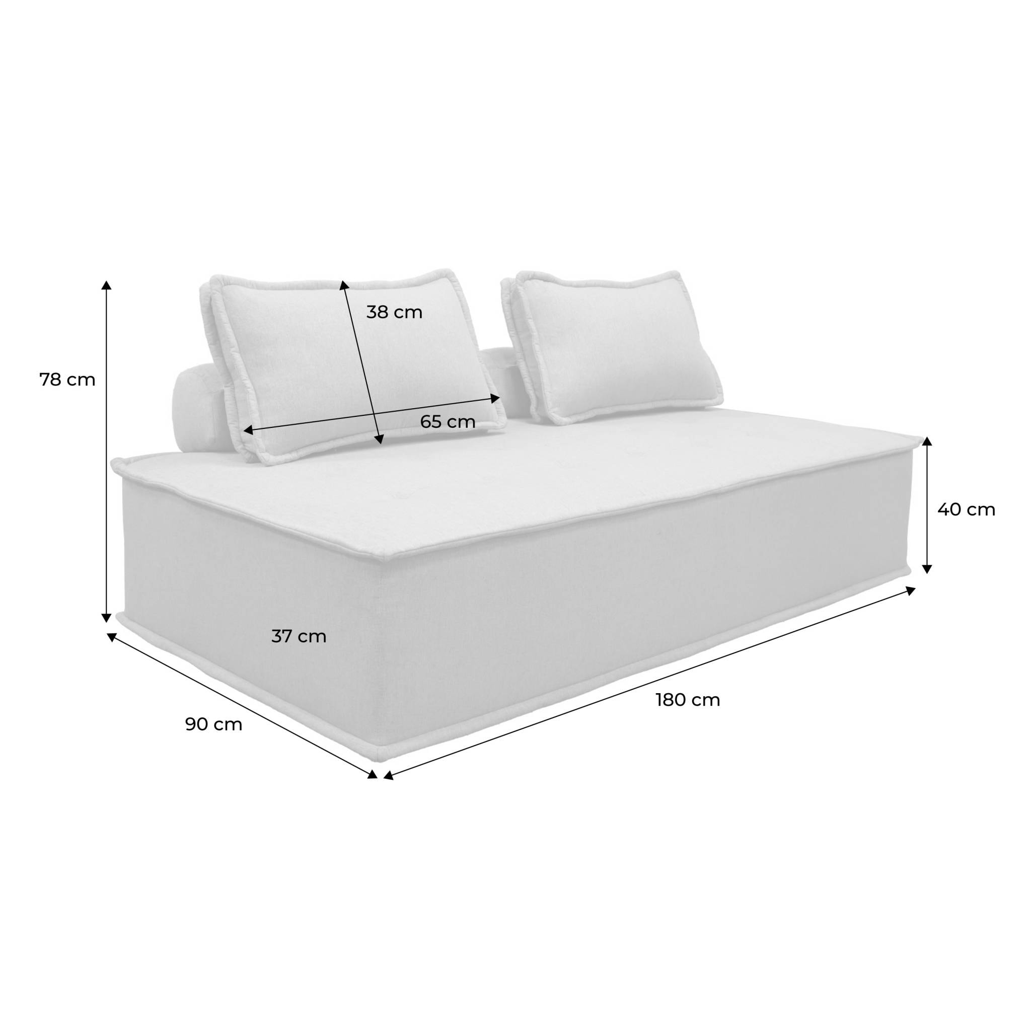 Chauffeuse 2 places pour canapé modulable tissu capitonné beige