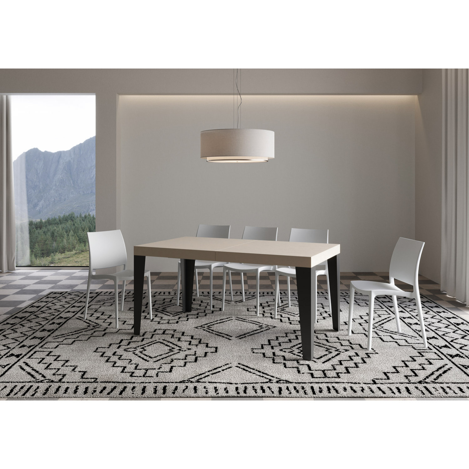 Mesa extensible 90x160/264 cm Flame cachemira patas antracita