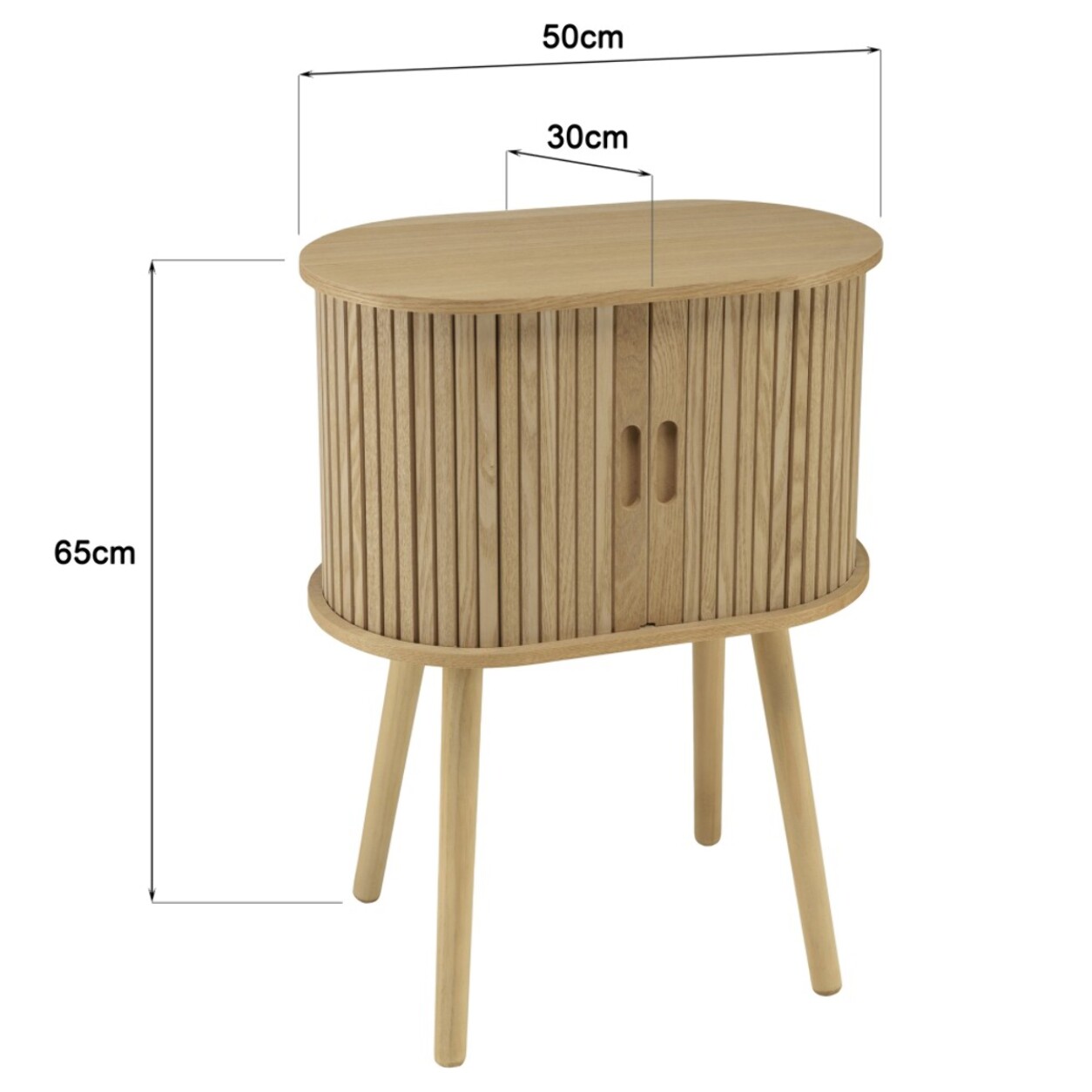 AGATHE - Meuble de rangement ovale 50x30cm en bois couleur naturelle