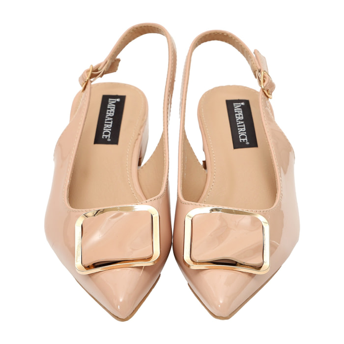 Ballerine in simil pelle verniciata con applicazione