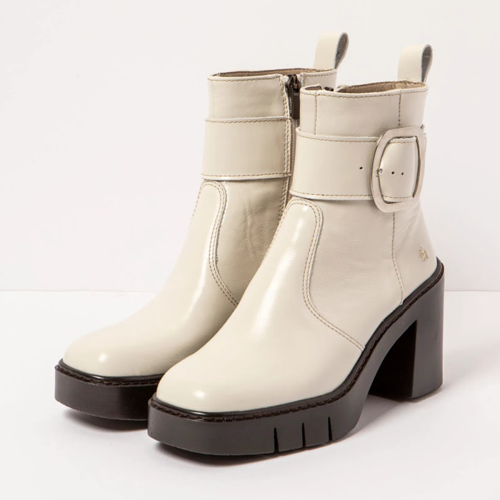 Botines con tacón 1979 NAPPA SHINNY CREAM/BERNA color Cream