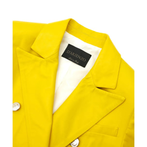 Giacca blazer doppio petto in pelle naturale gialla