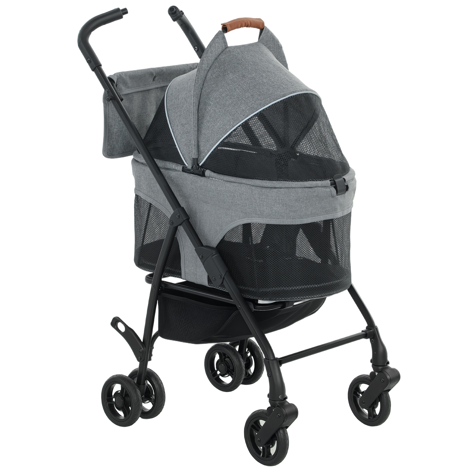 Poussette pour chien  siège auto sac de transport 3 en 1 gris