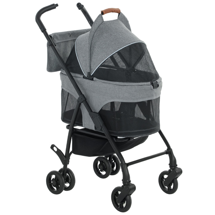 Poussette pour chien  siège auto sac de transport 3 en 1 gris