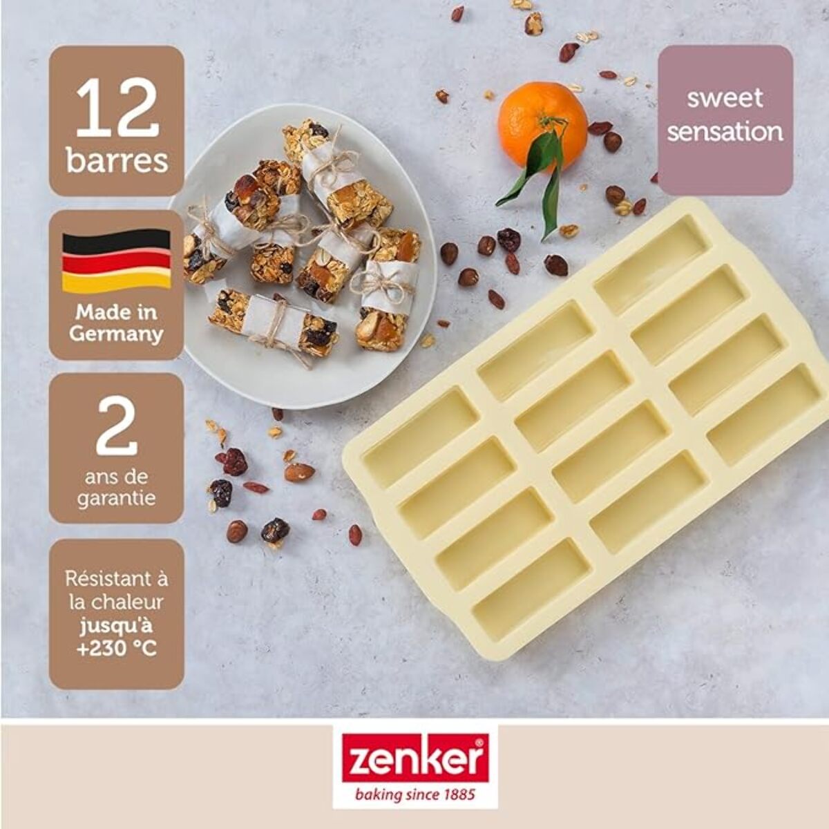 Moule en silicone pour 12 barres de muesli Zenker Sweet Sensation