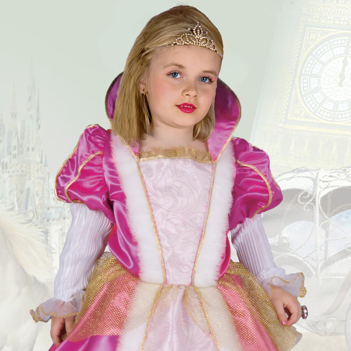 Abito Principessina Di Russia Costume Carnevale Rosa Bambina