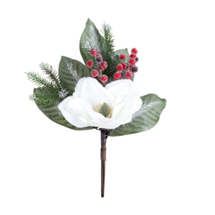 Magnolia mazzo con bacche e pigna - Pezzi 1 - BIANCO - Bianchi Dino SpA