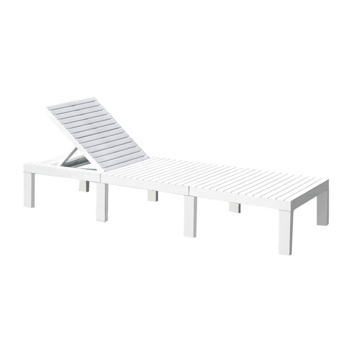 Lettino prendisole Caserta, Sdraio da giardino regolabile, Lettino da esterno, 100 % Made in Italy, Cm 195x65h78, Bianco