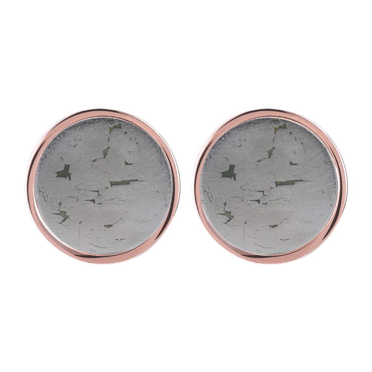 Orecchini a Bottone con Disco Piccolo in Pietra Naturale di Pirite Grigia