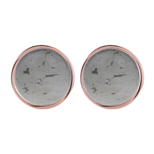 Orecchini a Bottone con Disco Piccolo in Pietra Naturale di Pirite Grigia