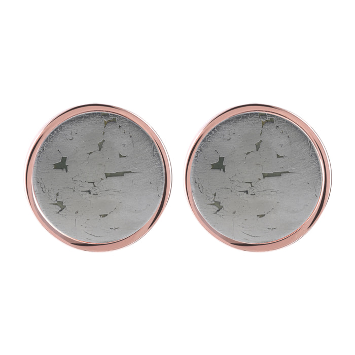 Orecchini a Bottone con Disco Piccolo in Pietra Naturale di Pirite Grigia