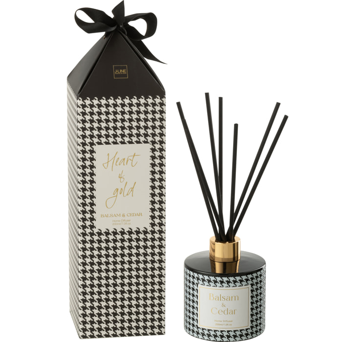 J-Line bâtonnets parfumés Heart Of Gold - Balsam & Cedar - verre - blanc/noir